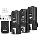 Godox CT-16 Wireless Radio Flash Trigger Receiver Kit,433MHz 4 in 1 Transmitter with 3pcs Receiver Compatible for Canon Nikon Sony Pentax Olympus DSLR