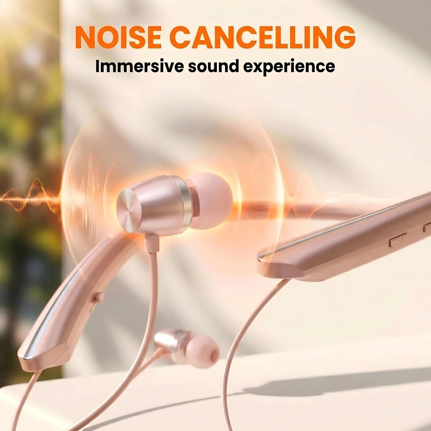Qeapaue Bluetooth 5.4 Neckband Bluetooth Headphone, Sweat Resistant Noise Cancelling Stereo Headphones, and Retractable Ear Tips for Music