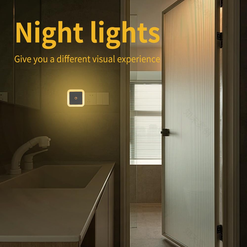 Hplvetoys Night Lights Plug into Wall,Dusk-to-Dawn Sensor with Automatically Turn on and Off Night Light Bedroom,Bathroom,Stairs,Warm, 4 Packs