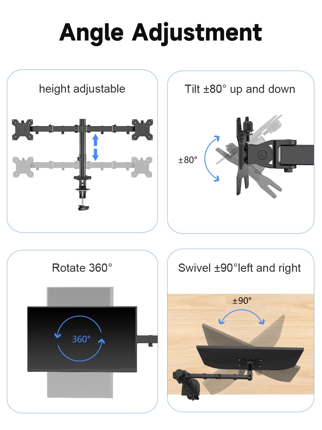 Suptek Dual Monitor Desk Mount, Adjustable Dual Monitor Arm for 2 Computer Screens up to 27 inch, Dual Gas Spring Monitor Arm, Holds up to 22 lbs