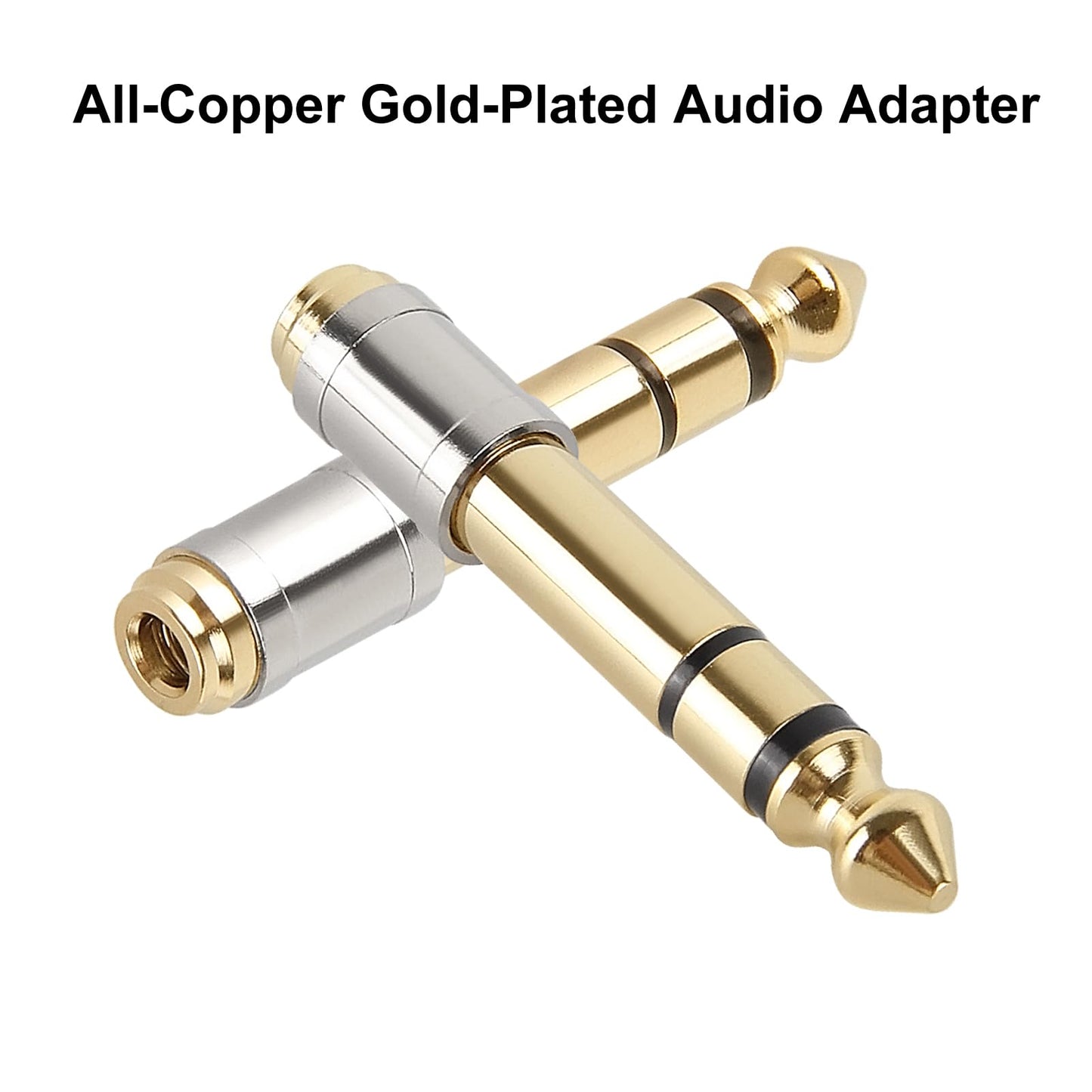 5Pcs 6.5mm 1/4" to 3.5mm 1/8" Audio Adapter Gold Plated Screw-On Stereo Adapter 6.35mm for Electronic Piano Microphone Adapter