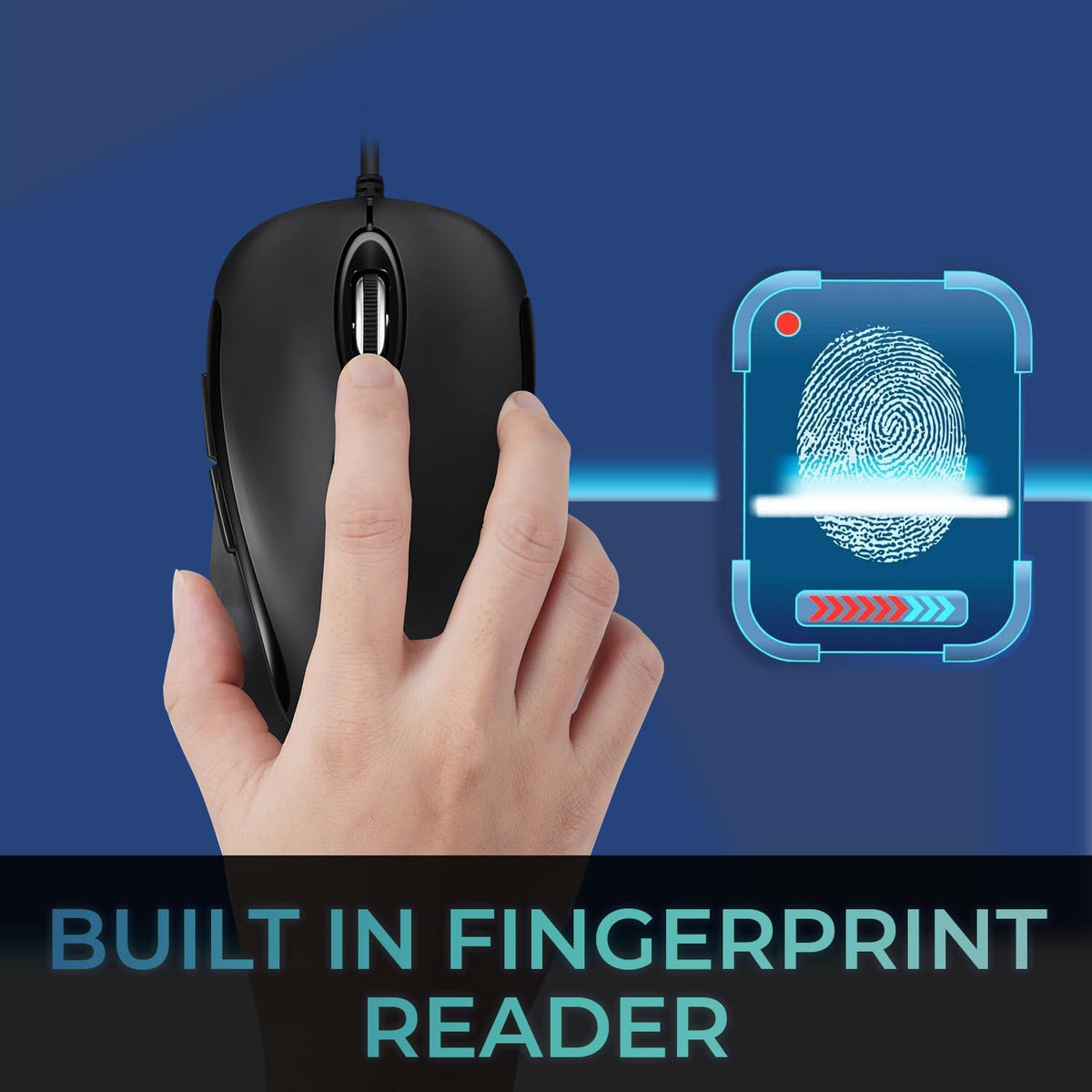 Adesso iMouse F1 Wired USB Mouse with Fingerprint Reader, 1200 DPI