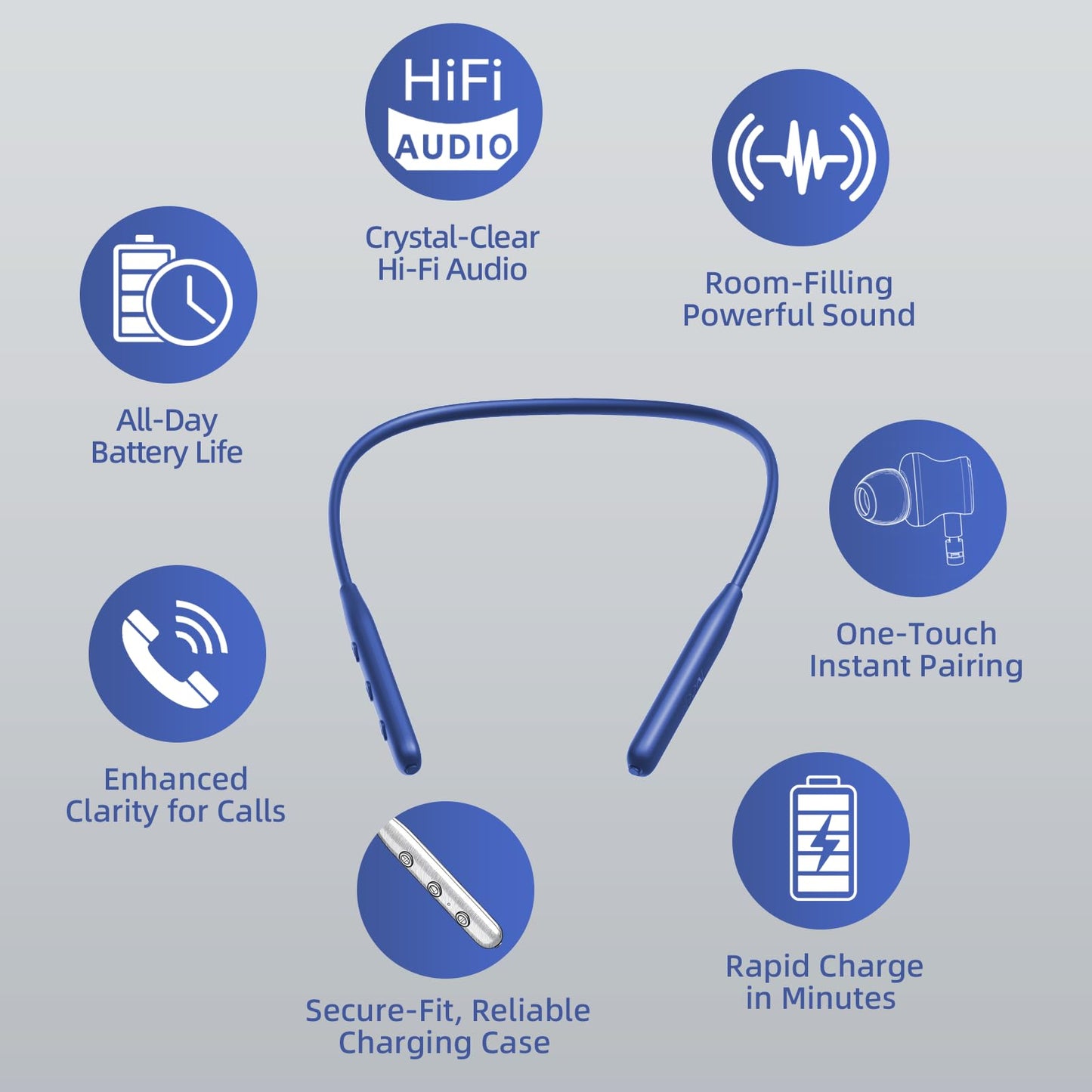 CXPSUE Neckband Earbuds Bluetooth with Stereo Sound,Headphones Wireless with 60 Hours Playtime,Wireless Headphones,Ear Buds Wireless Bluetooth Earbuds