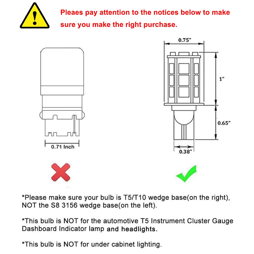 Makergroup T5 T10 Wedge Base LED Light Bulb High Brightness 12VAC/DC 3Watt 2700K-3000K Warm White Color for Outdoor Landscape Lighting Deck Stair Step