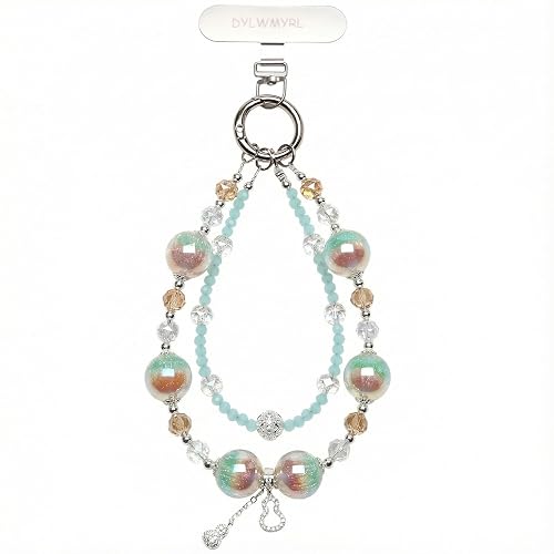 DYLWMYRL Pink Green Gradient Detachable Handmade 3D Pumpkin Resin Phone Chain Beaded Cell Phone Wrist Strap Gift for Girls