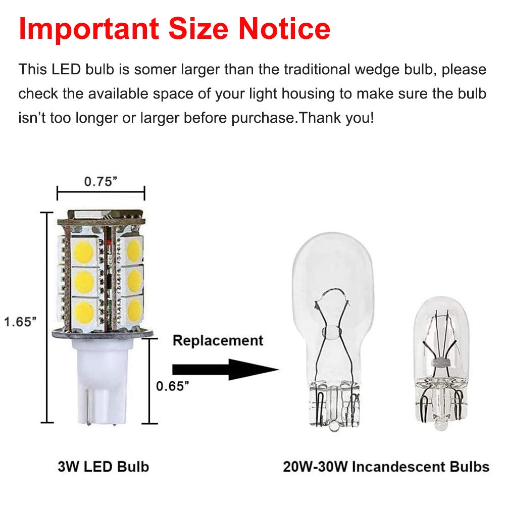 Makergroup T5 T10 Wedge Base LED Light Bulb High Brightness 12VAC/DC 3Watt 2700K-3000K Warm White Color for Outdoor Landscape Lighting Deck Stair Step