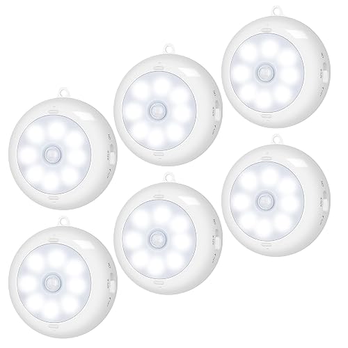 Alivation Motion Sensor Light Indoor, LED Closet Light Battery Operated, Night Light Under Cabinet Lighting, 3 AA Battery Powered, Puck Lights