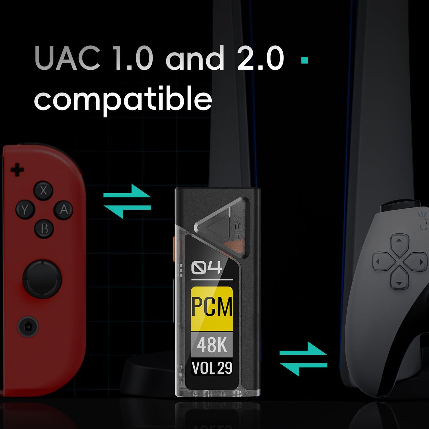 HiBy FC4 USB DAC MQA Dongle 1.1”OLED DSD512 PCM 768 EQ&PEQ 3.5mm SE + 4.4mm BAL Headphone Outs Hi-Res Audio Certified Portable DAC Amp