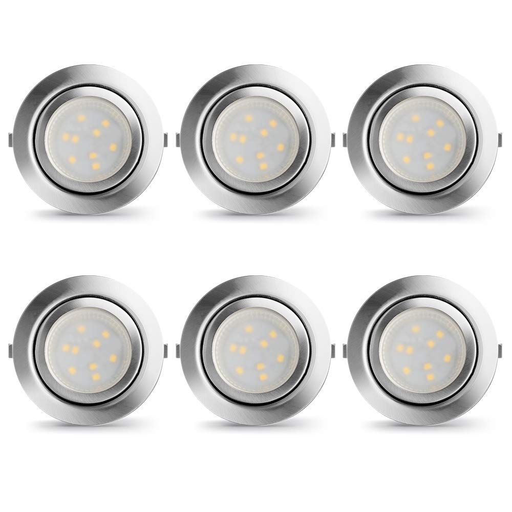 LED Puck Lights Wired Recessed Under Cabinet Lighting Dimmable,Halogen Bulb Retrofit Puck Light Plug in,60mm Cutout,3000k Warm White,12V Kitchen