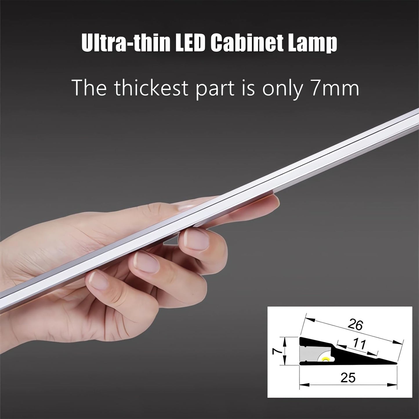 JARBIH 5Pack 1M/3.3ft Ultra-Thin Led Aluminum Profile, 45° Oblique Lighting Cabinet LED Lamp, Invisible H7mm Surface Mounted Wardrobe Layer Shelf