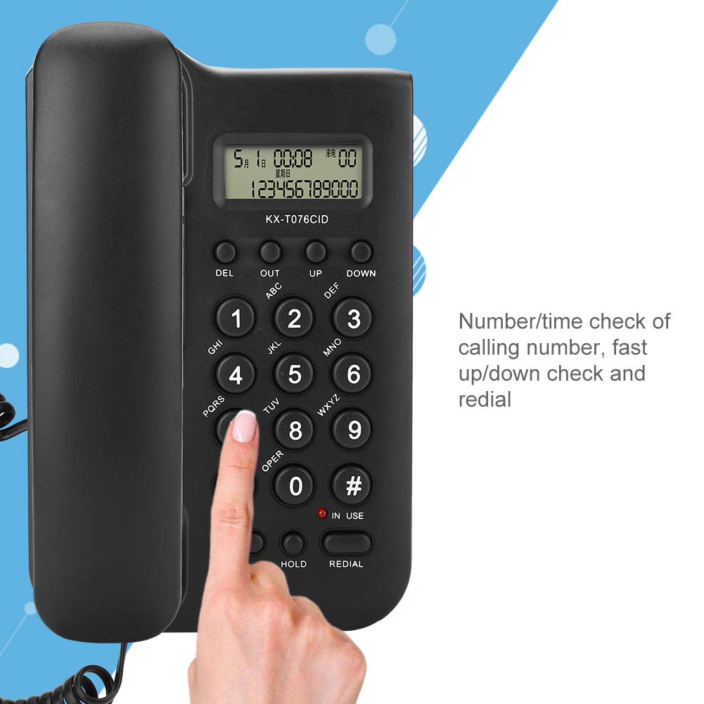 Eboxer Corded Landline Telephone with Caller ID, Analog Calls Display & Digital Screen, Corded Telephone Landline for Home Office, Black