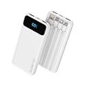 Portable Charger, 10000mAh 22.5W Fast Charging Power Bank with 4 Built-in Cables, Travel Essentials Battery Pack with LED Display, 6 Outputs Charging
