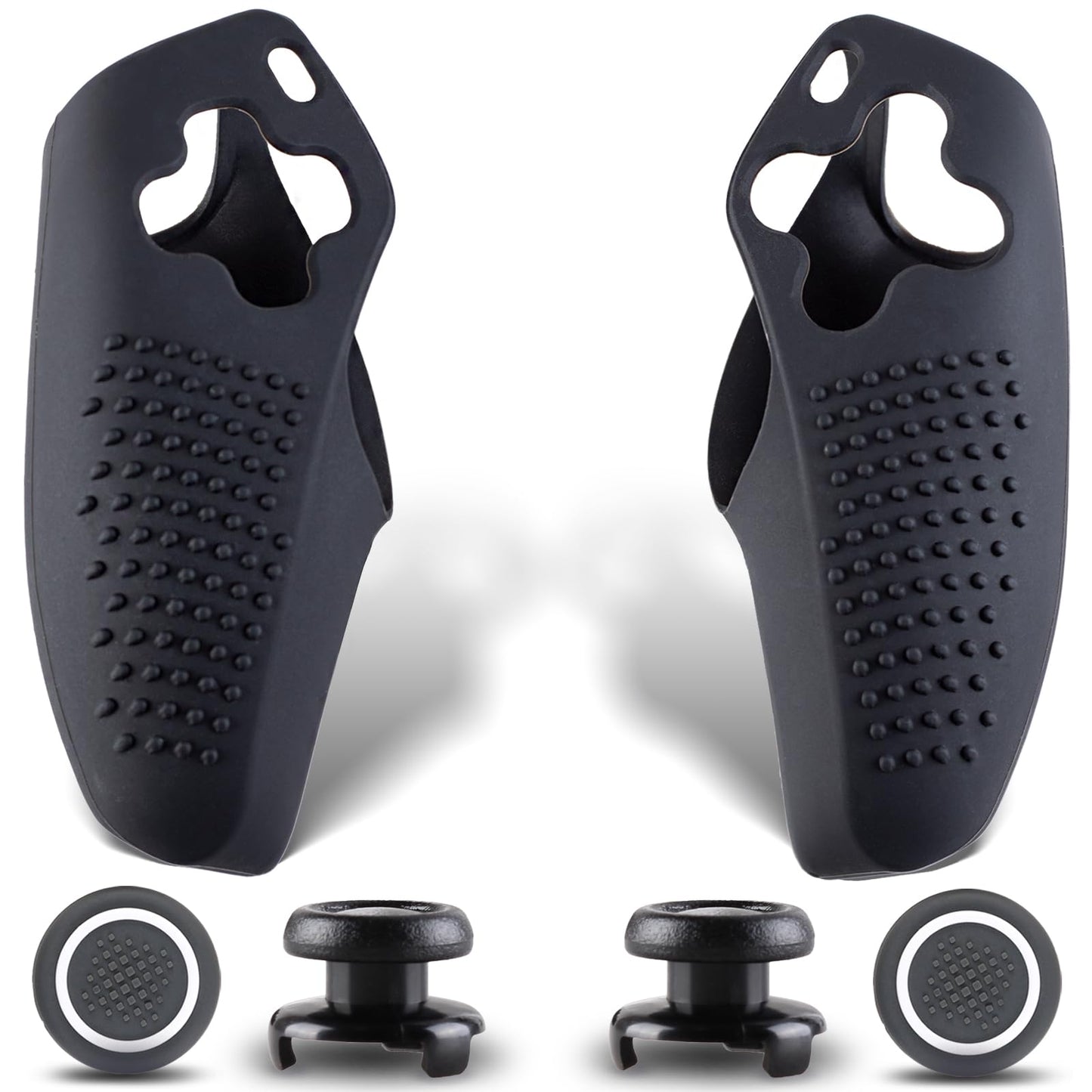 SoAegis Split Anti-Slip Controller Skin Set, with 2 Thumb Grips & 2 Elevated Base, Individually Silicone Grip Controller Case for PS5 DualSense