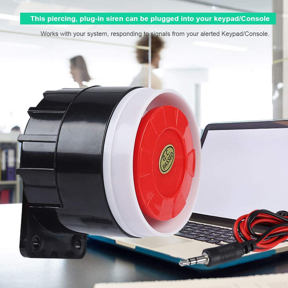 120dB DC 12V Mini Red Wired Alarm Horn Safety Warning/Burglar Horn for Home Security Monitoring System Indoor and Outdoor Safety