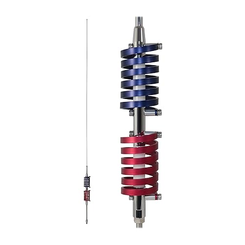 Browning BR-94-RM BR-94 70.5-in. 15,000-Watt Dual-Flat-Coils CB Antenna with 6-in. Shaft, Anodized Red and Midnight Blue