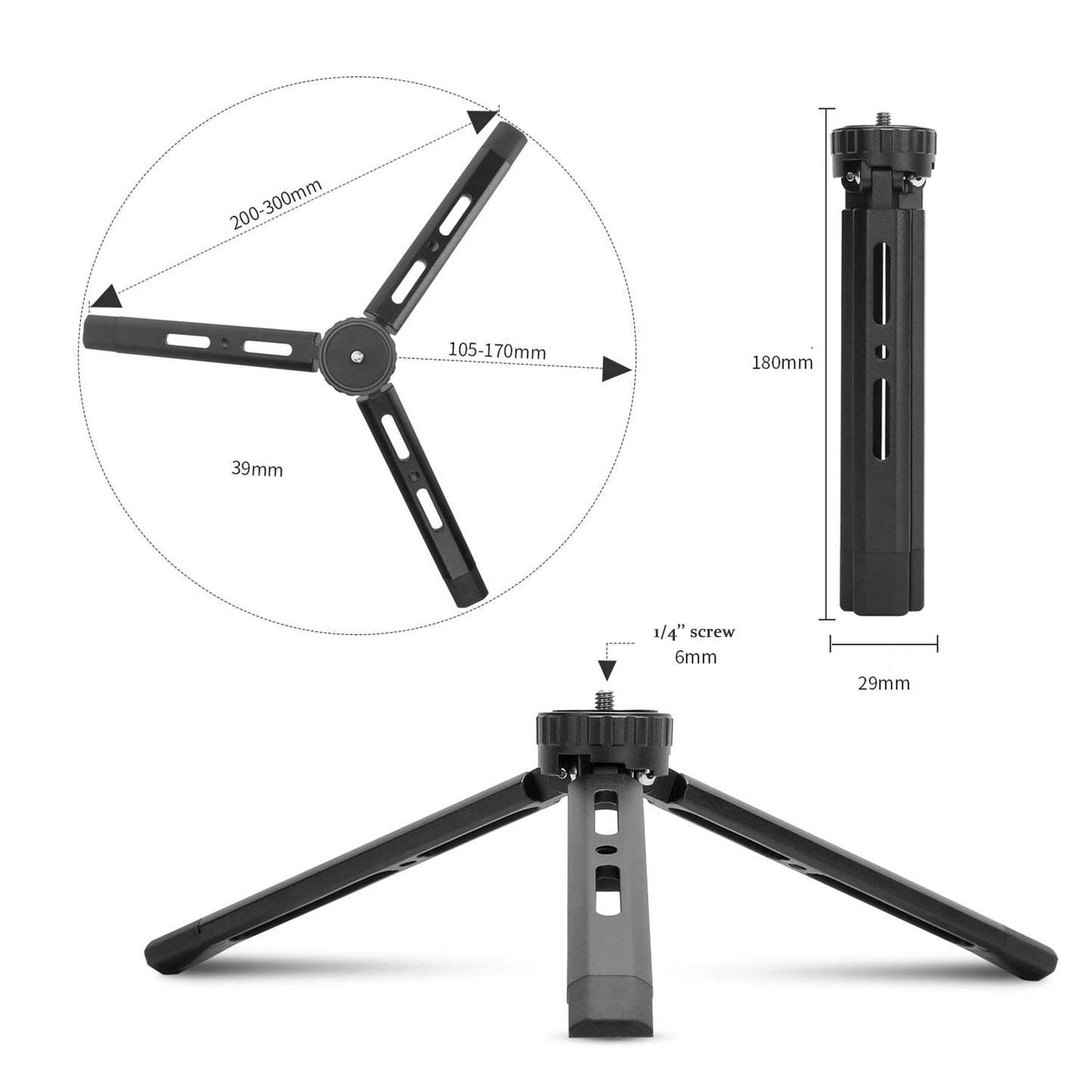 EaxanPic Aluminum Mini Tripod,Desktop Tabletop Stand Tripod for Zhiyun Smooth Q/4, Crane Plus/2, Osmo Mobile, Ronin-S, Vimble 2,Gimbal Handle Grip