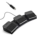 PCsensor USB Foot Pedal PC 3 Key Foot Pedal Customized Foot Switch Programmable Computer Keyboard Mouse for Video Game Control Office Work Sheet Music