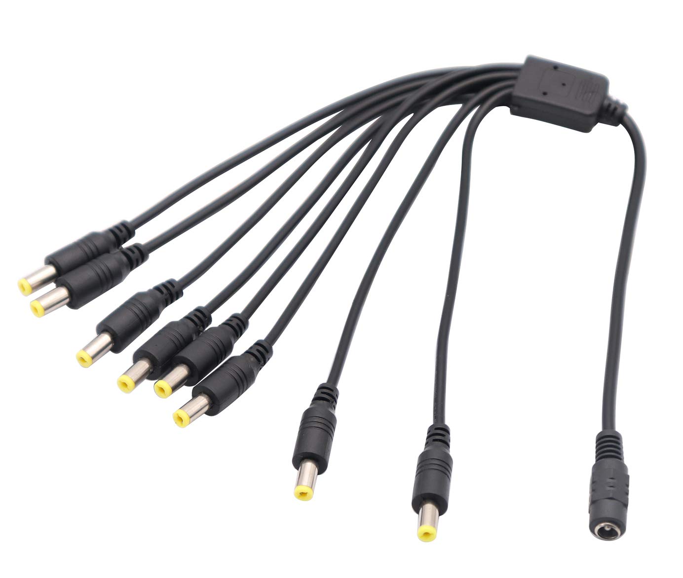 zdyCGTime 2Pack DC Power Female to Male Splitter Adapter Cable 1 Female to 8 Male 5.5mm x 2.1mm DC Power Supply Splitter Cord for Security CCTV