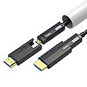 8K Detachable HDMI Fiber Optic Cable 50Feet/15m, Long HDMI 2.1 Cable in Wall, with Dual Micro HDMI and Standard HDMI Connectors, Compatible for PC