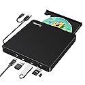 Guamar External CD/DVD Drive for Laptop: Portable USB C CD Burner DVD Player Superdrive for Apple Mac MacBook PC Windows 11 with SD TF Slot 2 USB