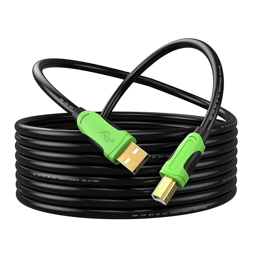 XXONE 30ft USB Cable - Type A-Male to B-Male, Gold-Plated for Printer/Scanner