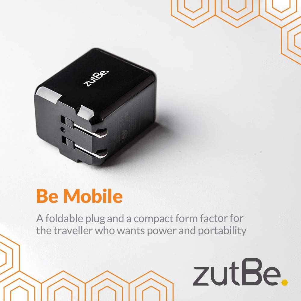 zutBe Dual Port USB-A Foldable 30W, 2.4A Fast Foldable Plug, 1 Quick Charge QC 3.0 Wall Charger Compatible with iPhone 14 13 12 SE 11 X 8 7 & iPad
