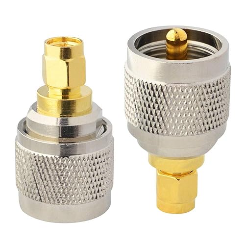 Boobrie 2-Pack UHF to SMA Coax Jack Connector PL259 PL-259 Adapter UHF Male to SMA Male Coaxial Connector Low Loss Coax Adapter for CB Radio Antenna