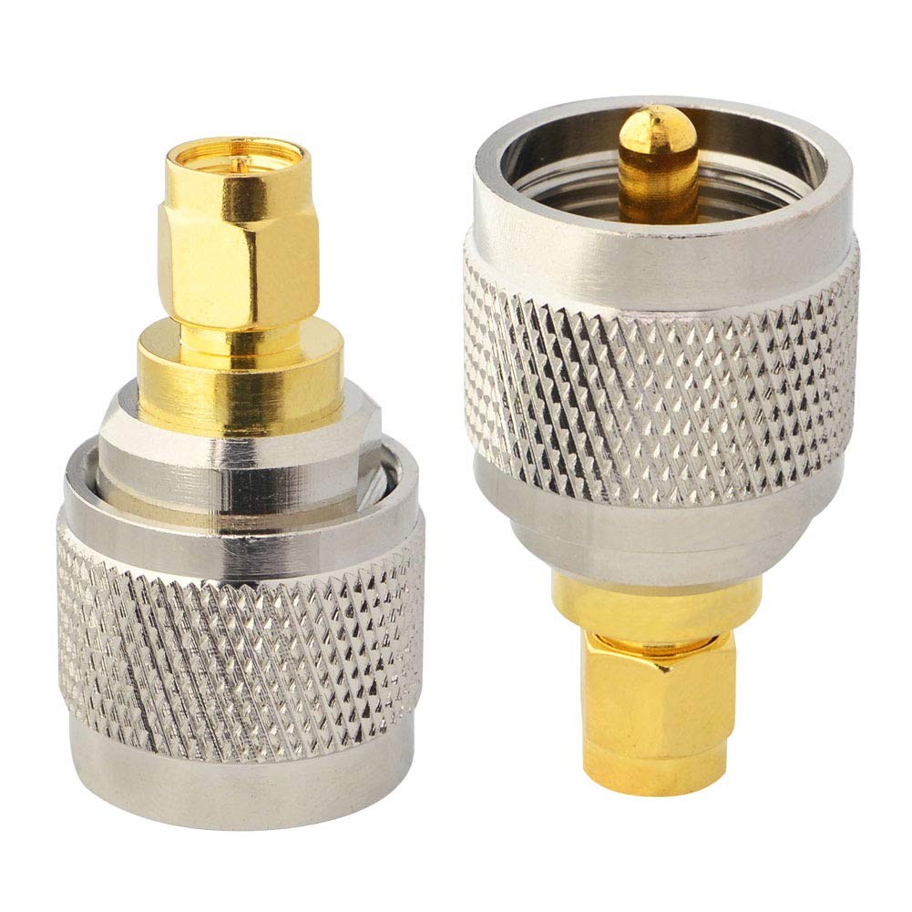 Boobrie 2-Pack UHF to SMA Coax Jack Connector PL259 PL-259 Adapter UHF Male to SMA Male Coaxial Connector Low Loss Coax Adapter for CB Radio Antenna