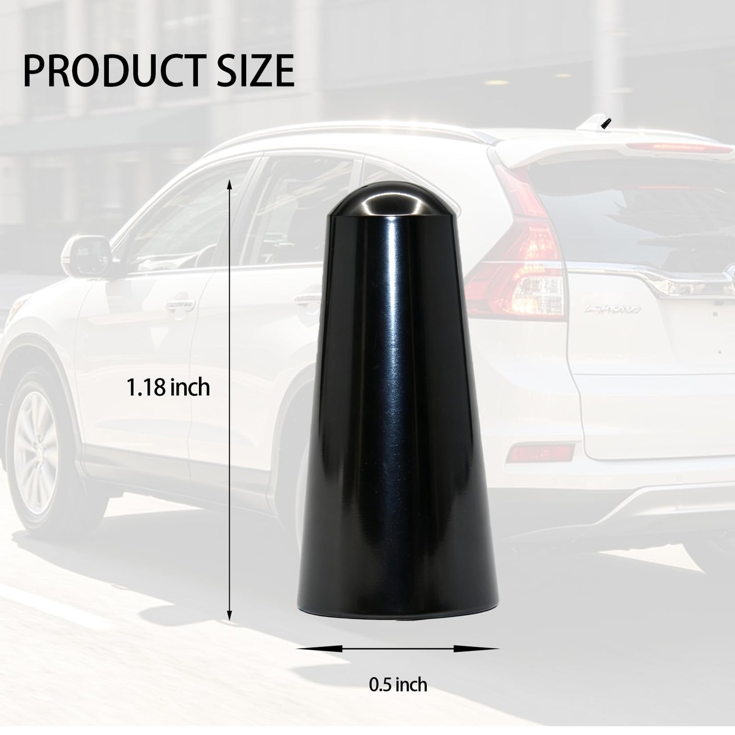 Universal 1.2 Inch Car Antenna Delete Replacement, AM/FM Roof Mount Radio Antenna Mast, Aluminum Short Antenna with M4 M5 M6 Threaded Adapters