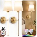 IRONPAX Wall Sconces Battery Operated Set of 2, Wireless Rechargeable Wall Sconce Set of Two, Dimmable Wall Lights with Remote for Bedroom Living Room