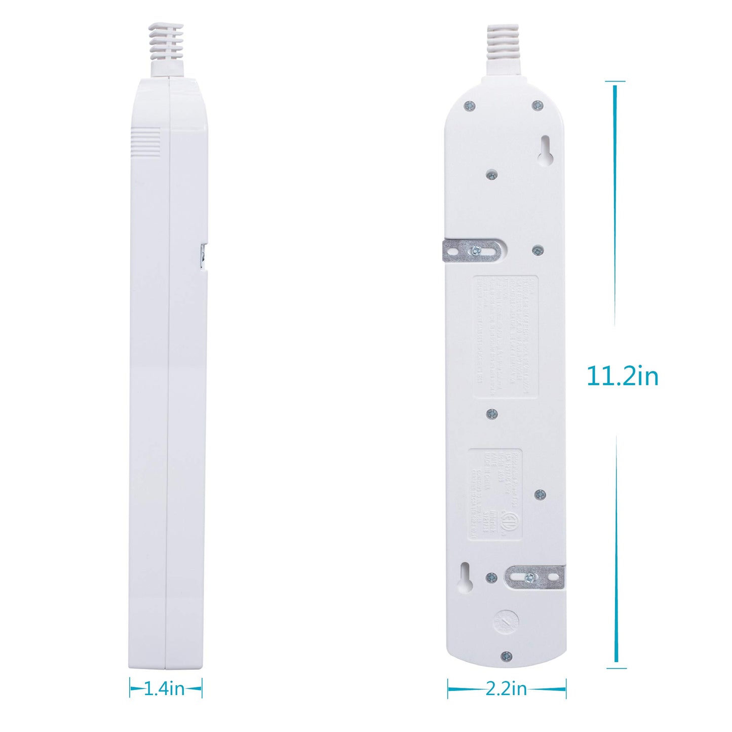 KMC 6 Outlet Power Strip with Multi-Outlet Independent Switches, Overload Protector,4-Foot Cord