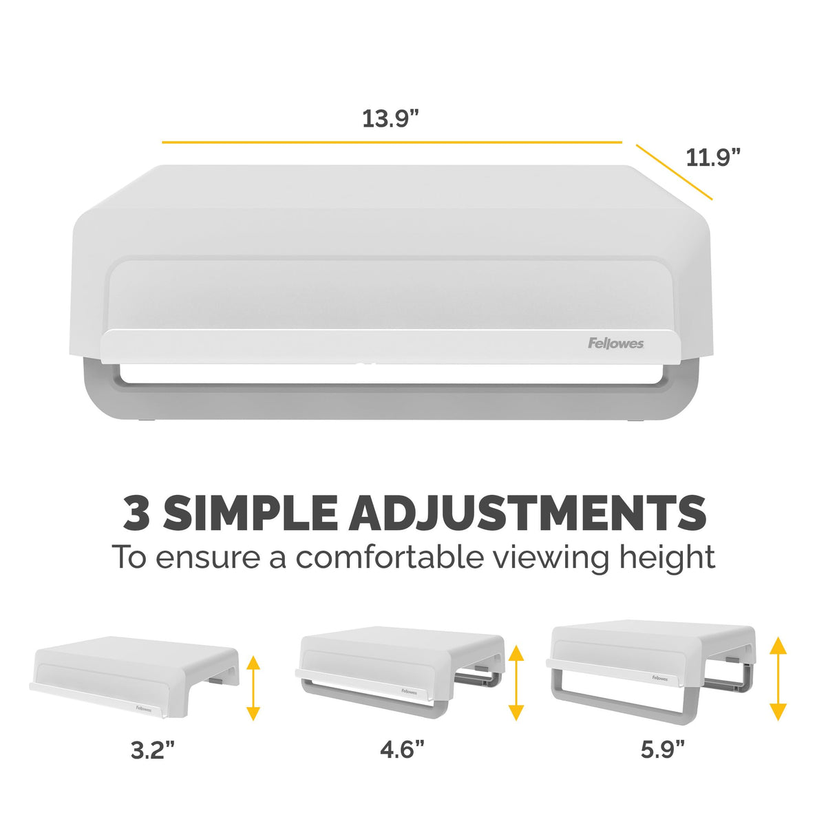 Fellowes Breyta Ergonomic Height Adjustable Stand for Monitor/Laptop, White