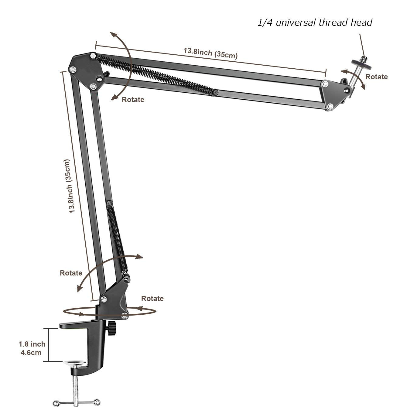 Overhead Tripod Mount for Camera Webcam Ring Light, Flexible Over Head Arm for iPhone with Phone Holder and Ball Head, Table Stand Accessory for Phone