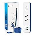 7-in-1 Wireless Fast Charge Power Strip with USB C, 2 USB-C Ports,2 AC Outlet,2 USB-A, Fast Charging Station for Nightstand Desktop Office Dorm,6 ft