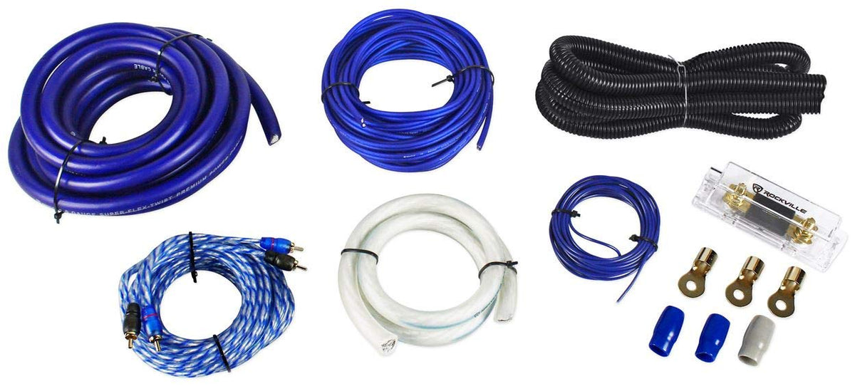 Rockville RWK01 0 Gauge Complete Car Amp Wiring Installation Kit with RCAs