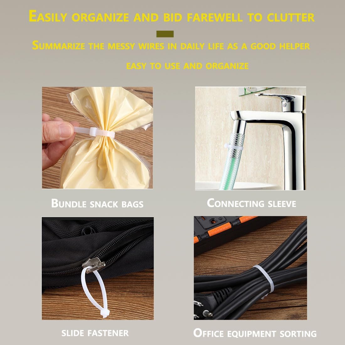 500PCS 8 inch zip ties clear, 40lb Strength, width 0.14 inches ?UV Resistant Strong Nylon Cable Ties,Nylon Cable Wire Ties,Heavy Duty White,