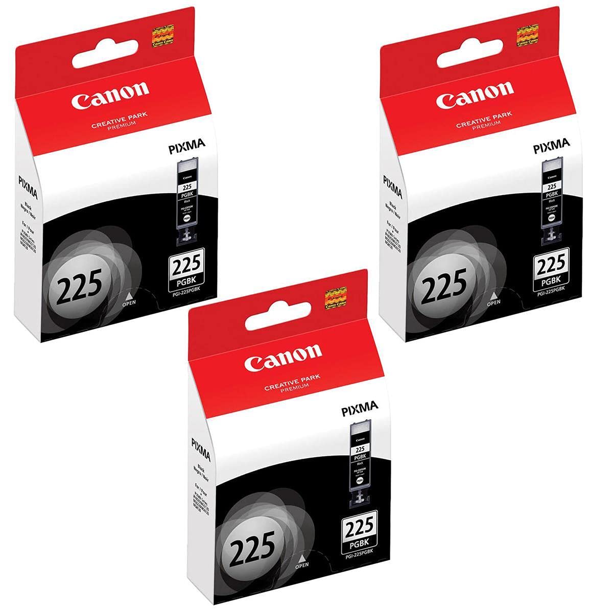 Canon PGI-225 Pigment Black Ink Tank for Select PIXMA iP, iX, MG, MX Series Printers, 3-Pack