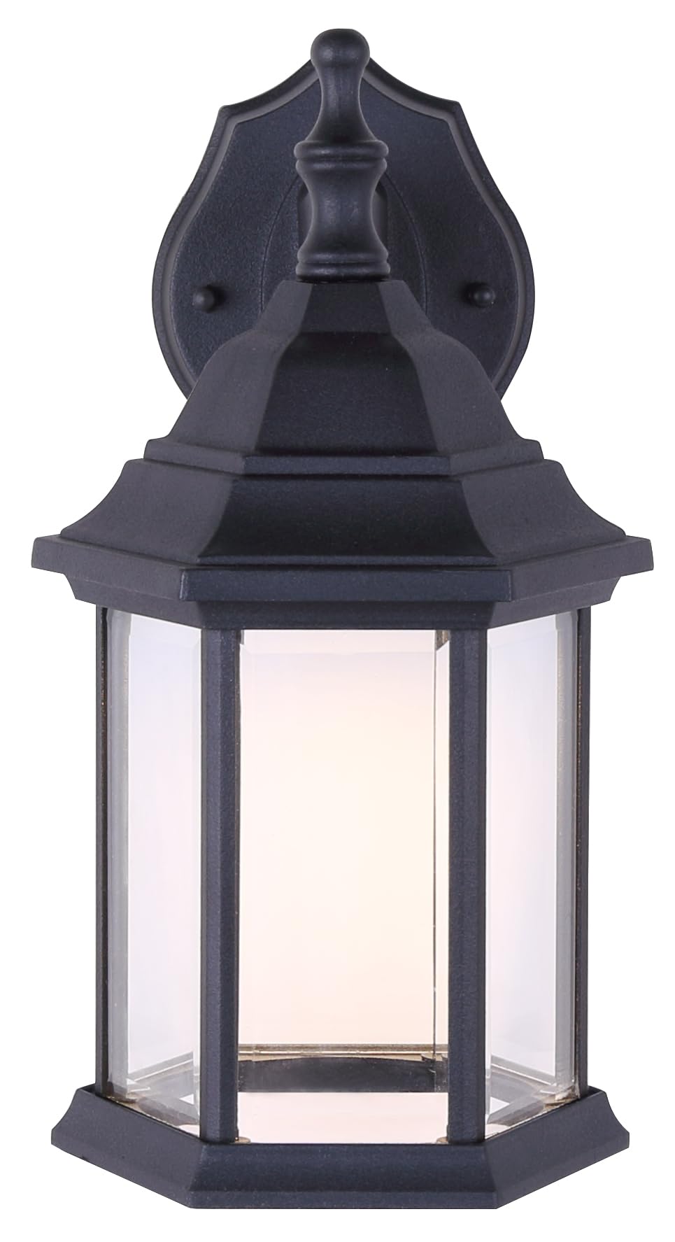 Canarm Dane 1-Light LED Lantern, Black Finish Wall Mount with Clear Glass Panels, Durable Weather-Resistant Outdoor Lighting for Patio, Porch