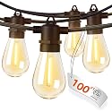 addlon 100FT Outdoor String Lights LED Waterproof Patio Lights with 32 Edison Dimmable Bulbs Shatterproof Hanging Lights for Outside Cafe Bistro