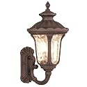 Livex Lighting 7652-58 Oxford 1 Light Imperial Bronze Cast Aluminum Wall Lantern with Light Amber Water Glass