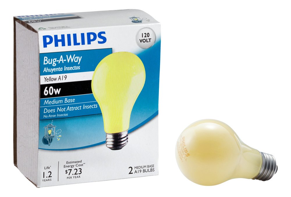 Philips LED Philips 415810 Bug-A-Way 60-Watt A19 Light Bulb, 2-Pack , Yellow