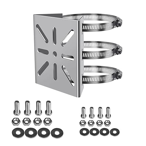 WiTi Universal Vertical Pole Mount for Security Camera, Stainless Steel Mounting Corner Bracket with 3 Loop Pipe Clamps, Suitable for CCTV Cameras LED