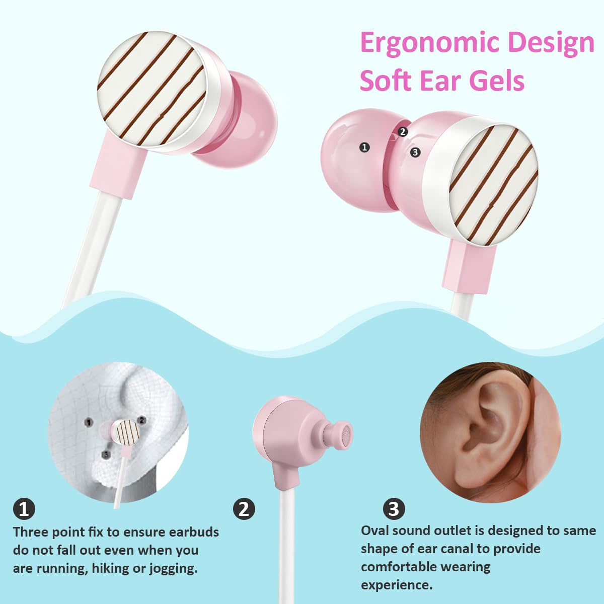 QearFun Donut Earbuds for Kids, Cute Earbud & in-Ear Headphones Wired Gift for School Girls and Boys with Microphone and Lovely Earphones Storage Case