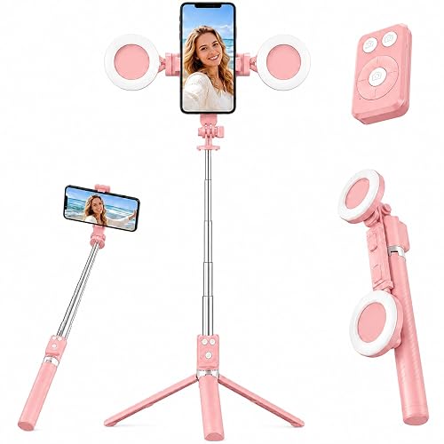 Selfie Stick Tripod with Light and Bluetooth Remote, 67" Extendable Mini Tripod Stand for iPhone Samsung Android, 6 in 1 Wireless Selfie Stick