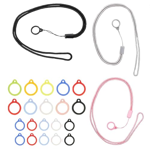 UtySty 20 Pack Anti-Lost Lanyard Set with Anti-Lost Silicone Rubber Ring Multipurpose Non Slip Elastic Loop Holder Lanyards Strap Neck Pendant for Air
