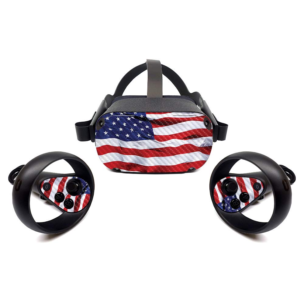 MightySkins Carbon Fiber Skin for Oculus Quest - American Flag | Protective, Durable Textured Carbon Fiber Finish | Easy to Apply, Remove, and Change