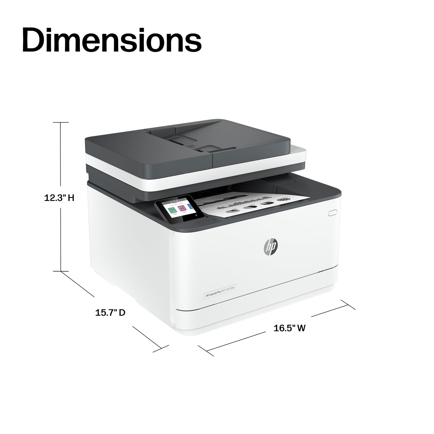 HP LaserJet Pro MFP 3101fdw Wireless Black & White All-in-One Laser Printer, Scanner, Copier, Fax, Best-for-Office (3G628F)