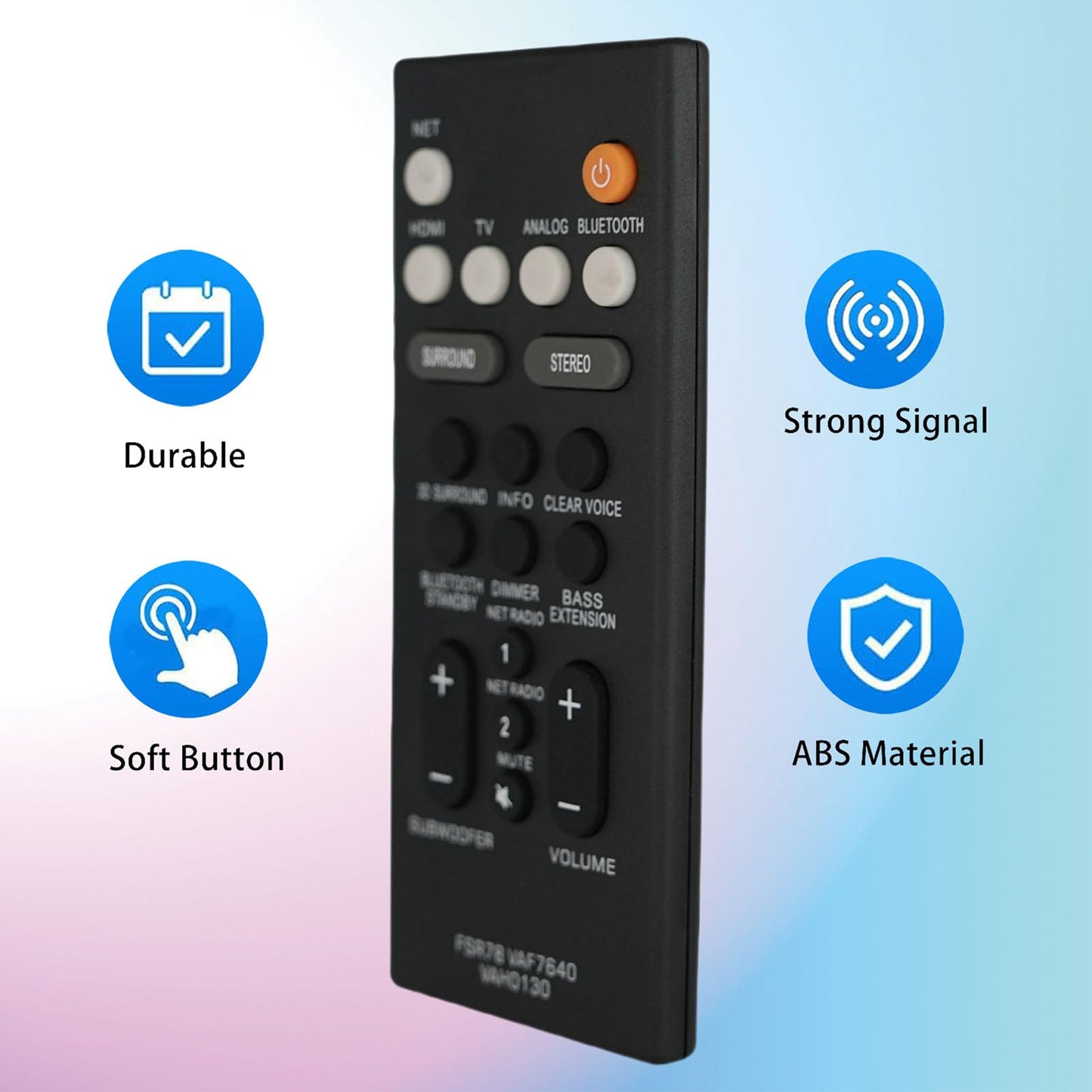 Replacement Remote for Yamaha YAS-103 YAS-105 YAS-106 YAS-107 ATS-1070 YAS-203 YAS-207 ATS-1030 ZV28960 ZV289600 FSR78 ATS 1060 Remote, Black Home