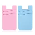 Zemexy 2Pack Phone Wallet,Silicone Credit Card Holder Stick on Double Pocket for Back of Cell Phone case-Sky Blue,Pink
