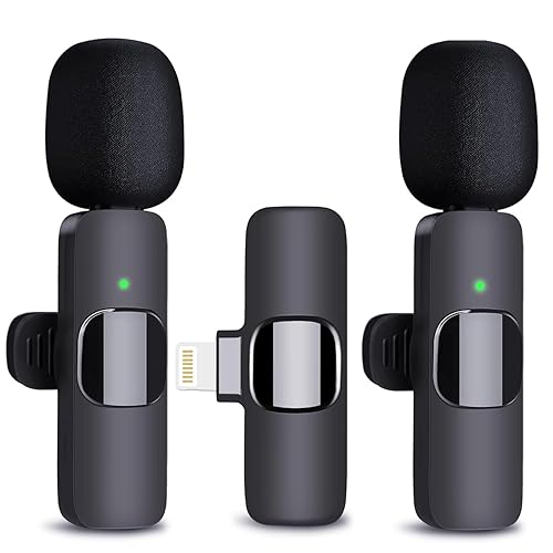 Partyear Wireless Microphone for iPhone & iPad - Dual Professional Lavalier Mic, Plug-Play for Recording, Live Stream, YouTube, Facebook, TikTok, Vlog
